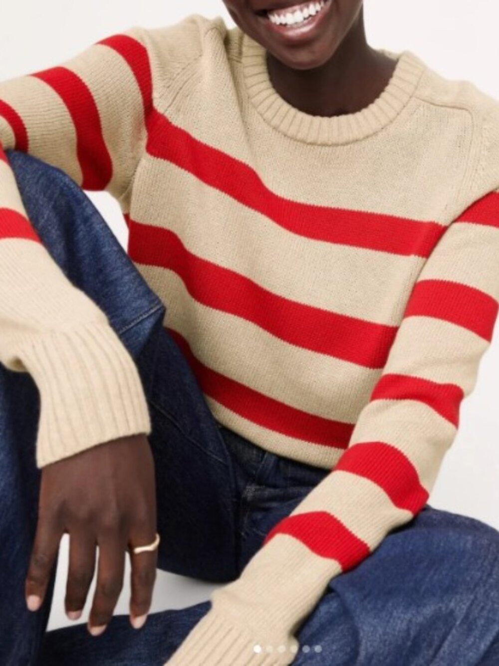 Banana Republic Cotton-Silk Crew-Neck Sweater | Red Stripe Knit
